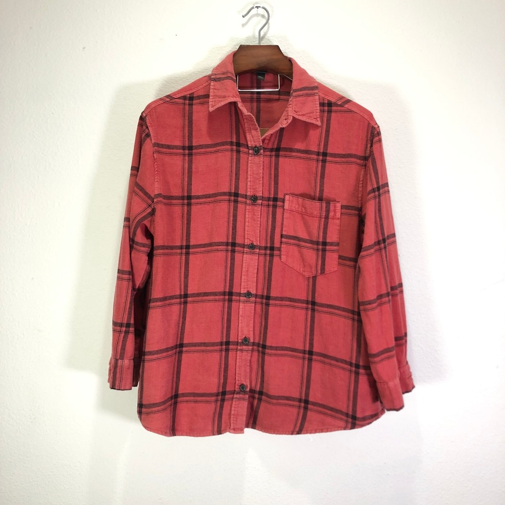 Wild Fable Red Black Plaid Flannel Button Down Shirt‎ Womens Large L Cotton